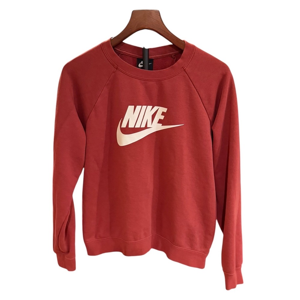 Nike Sportswear Essential Womens Crewneck Sweatshirt Red Futura Logo Large L
